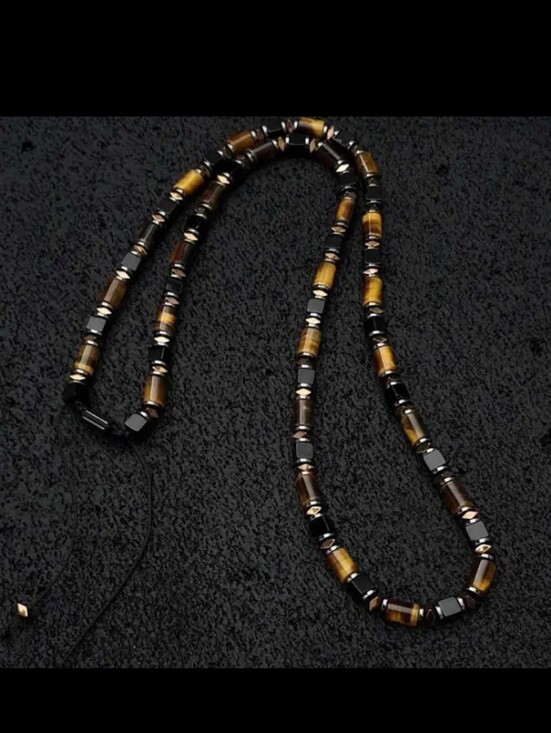 Other - Tiger Eye Beaded Necklace with Black Hematite Accents